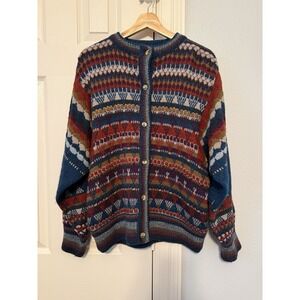 Vintage Jayson Younger 100% Shetland Wool Sweater Cardigan W/Pockets (see) SMALL